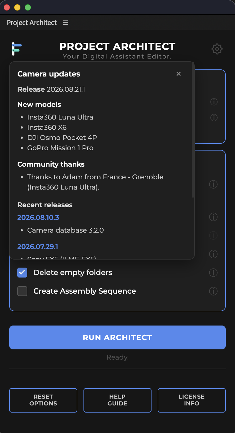 When possible, the camera database updates remotely. Otherwise you reinstall the Suite (or the Premiere ZXP on Exchange).