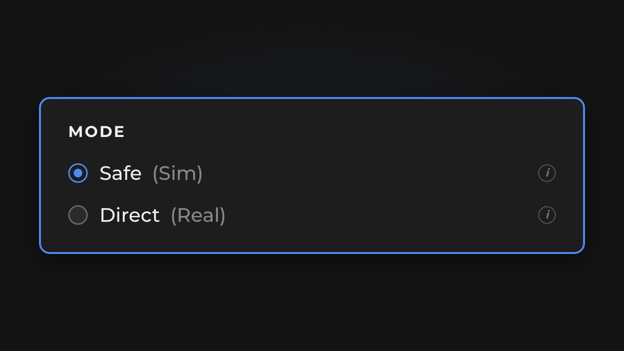 SAFE simulates with a report. DIRECT applies for real.