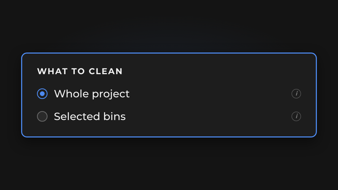 Whole project, or only the bins you selected. The rest does not move.